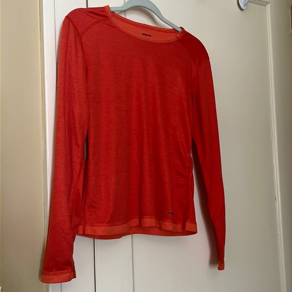 Patagonia, capilene base layer, women’s Small, orange long sleeve